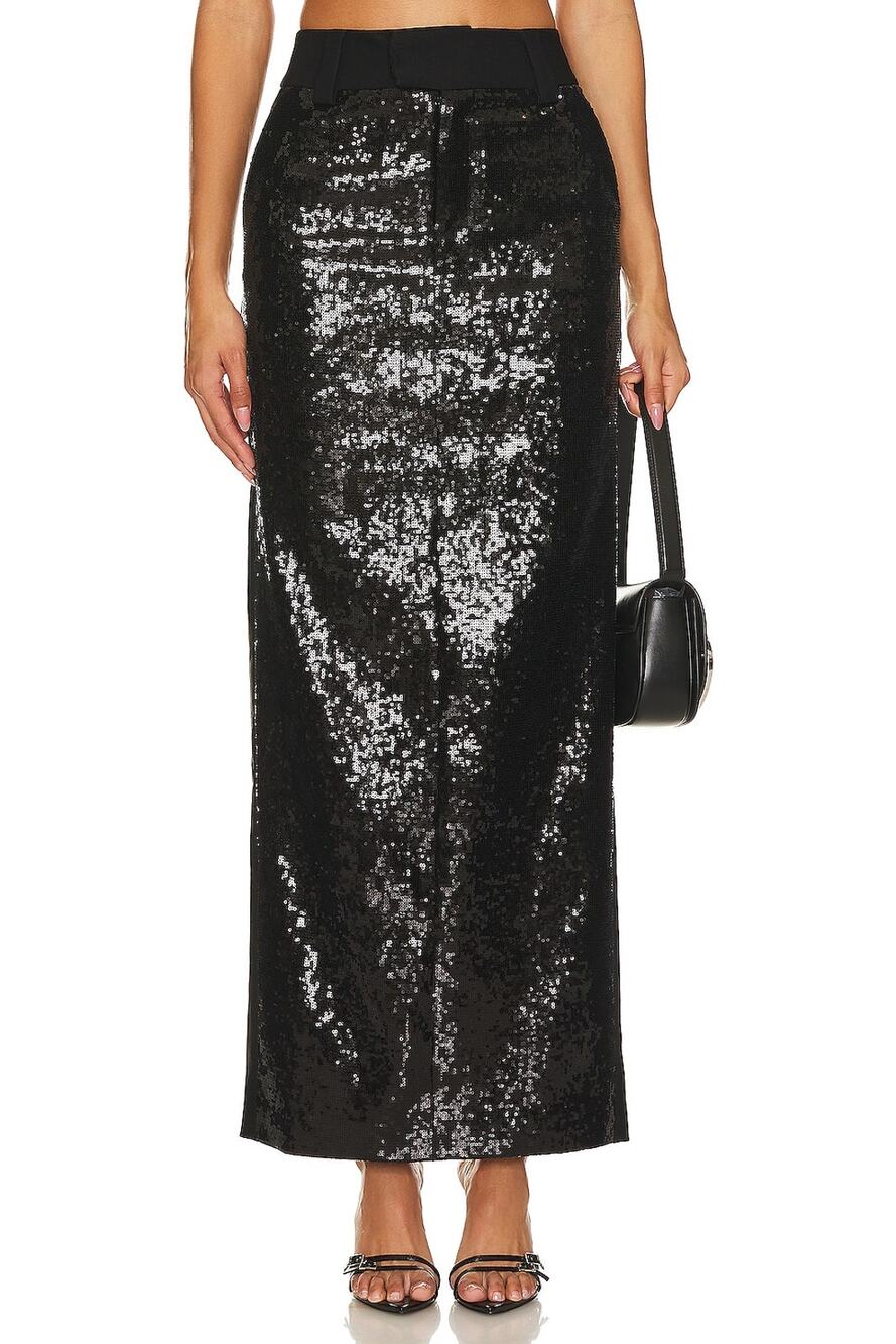 Camila Coelho Sequined Black Venning Maxi Skirt Size S